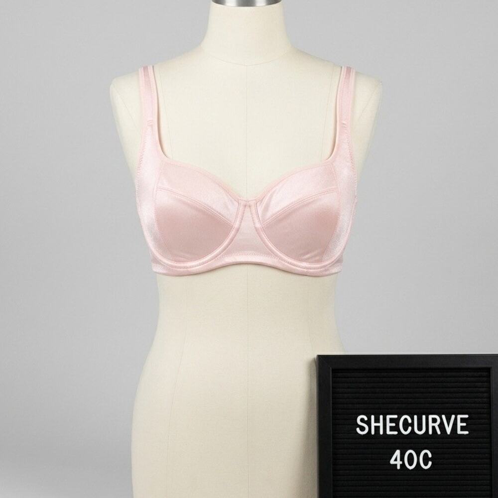 Shecurve 40C Underwire Adjustable Straps Pastel Pink Lined Demi Sexy